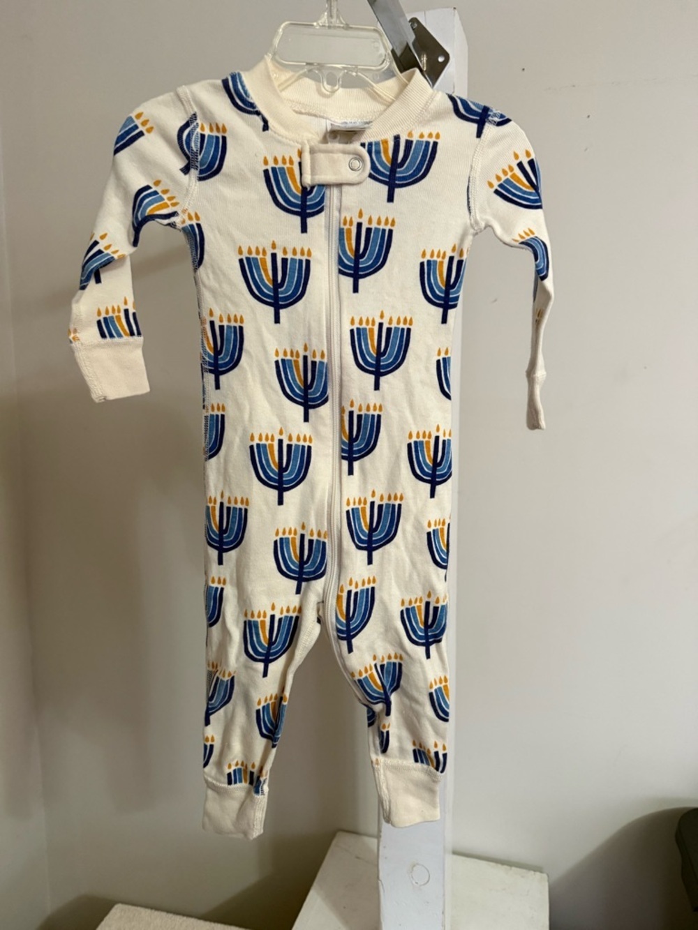 Hanna Andersson Hanukkah Menorah Baby Zip Sleeper